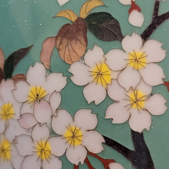 Japanese Cloisonne Enamel Vase Floral Bird Motif late 19th/Early 20th Century - Picture 9 of 16